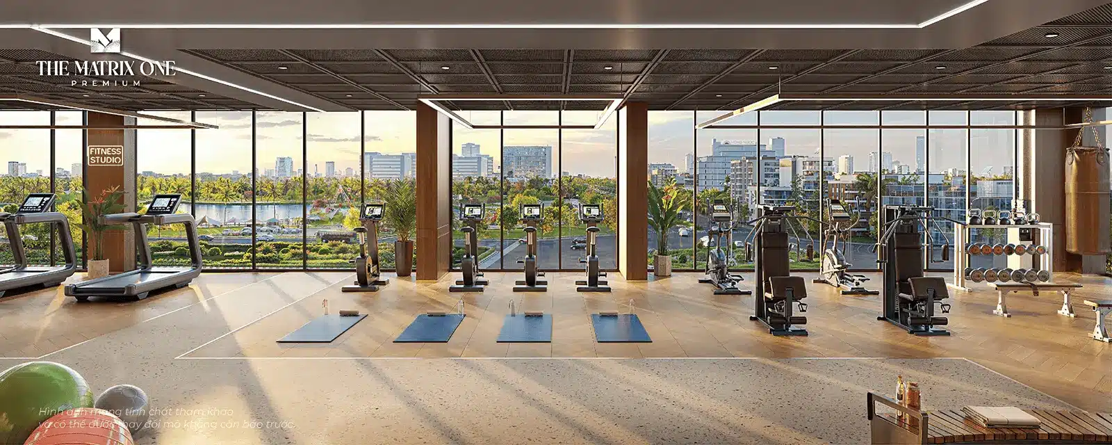 Không gian sống đẳng cấp tại The Matrix One Premium với phòng tập gym sang trọng và hiện đại.