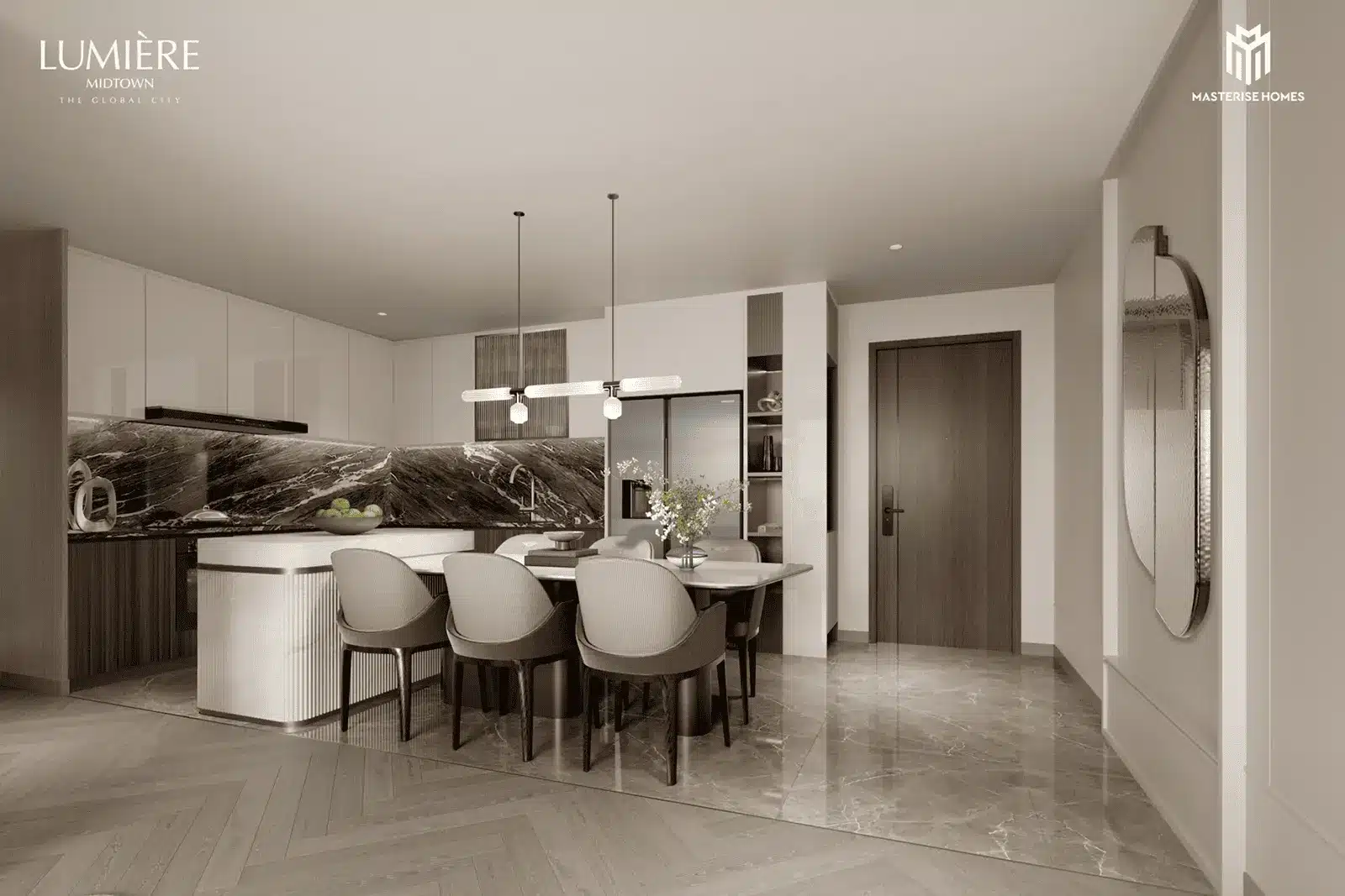 Nội thất tinh tế và sang trọng tại LUMIÈRE Midtown, kiến tạo không gian sống đẳng cấp và tiện nghi.